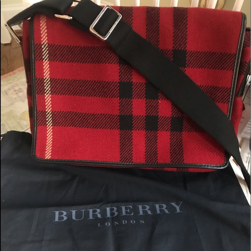 Burberry Red Nova Check Wool Saddlebag